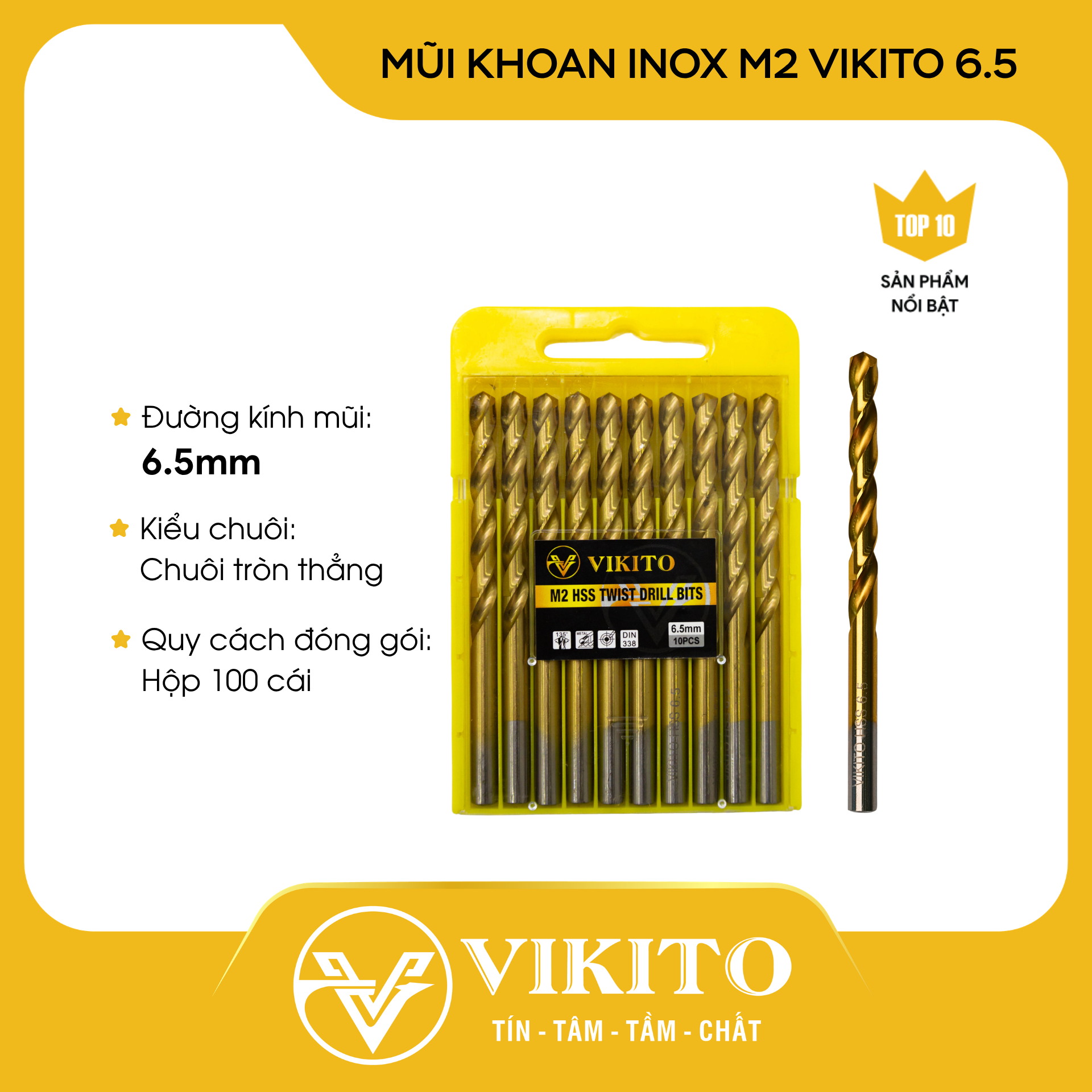 Mũi khoan inox M2 VIKITO 6.5